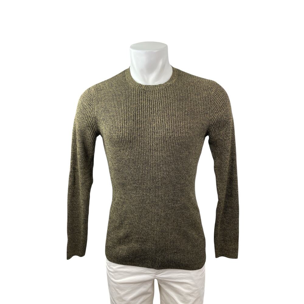 ASOS Men's Olive Green Ribbed Knit Crew Neck Long Sleeve Sweater Top Size M